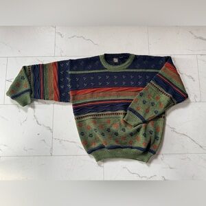 Colorful Patterned Unisex Vintage Sweater - Size XL